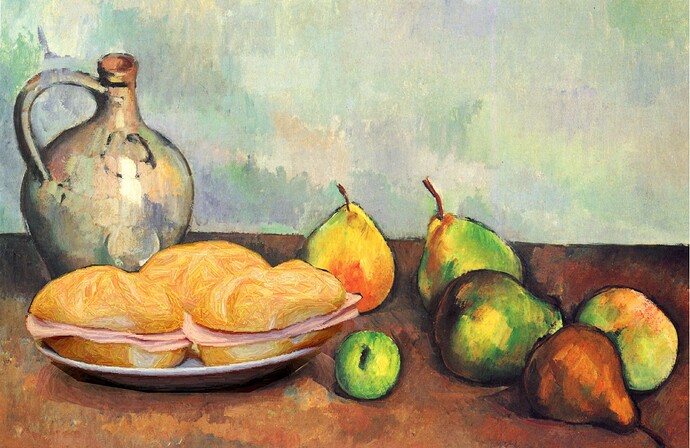 Paul Cézanne - Stilleben mit Wurstsemmeln