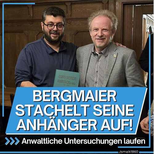 Screenshot Insta, Account HI, "Bergmaier stachelt seine Anhänger auf! >>> Anwaltliche Untersuchugnen laufen"